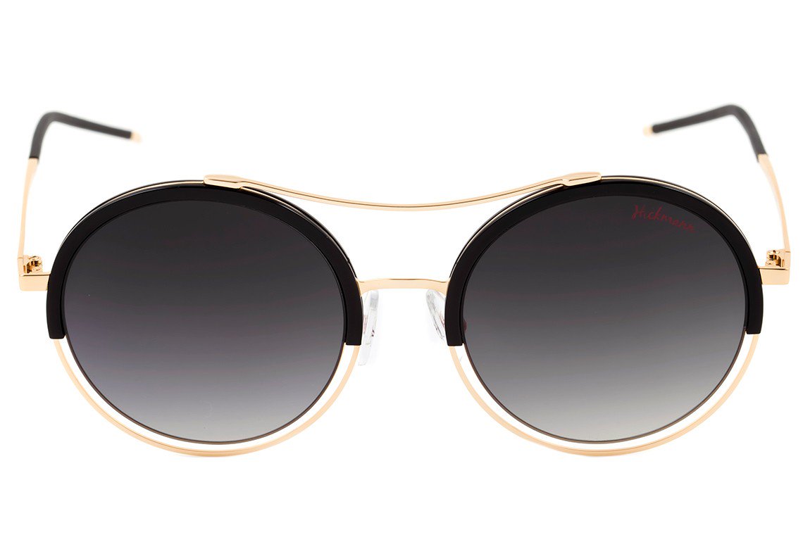 Hickmann HI 3022 A01 Preto e Dourado Brilho / Preto Degradê - 54 mm - Sol