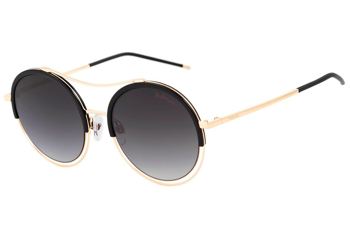 Hickmann HI 3022 A01 Preto e Dourado Brilho / Preto Degradê - 54 mm - Sol