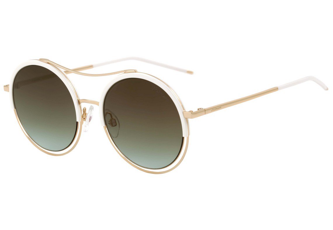 Óculos de Sol Hickmann HI 3022 D02 Branco E Dourado Brilho/ Verde Espelhado Degradê - 54 mm