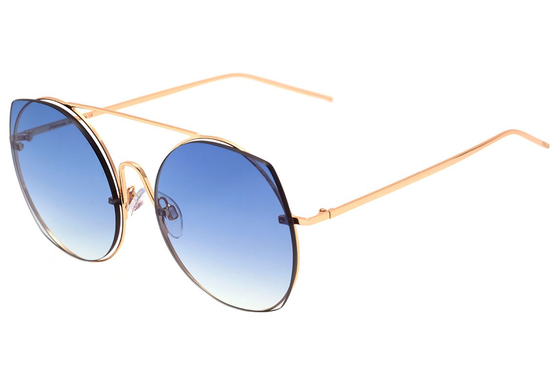 Óculos de Sol Hickmann Hi 3067 04D Dourado Brilho/ Azul Degradê 56 mm