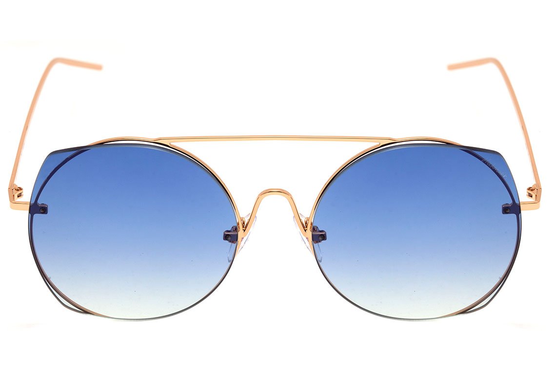 Óculos de Sol Hickmann Hi 3067 04D Dourado Brilho/ Azul Degradê 56 mm