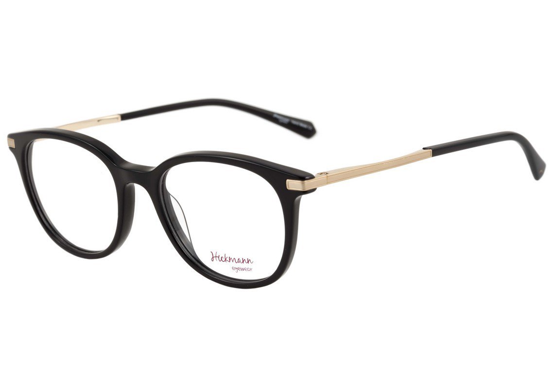 Óculos de Grau Hickmann Hi 6021 A01S Preto E Dourado Brilho - 48 mm
