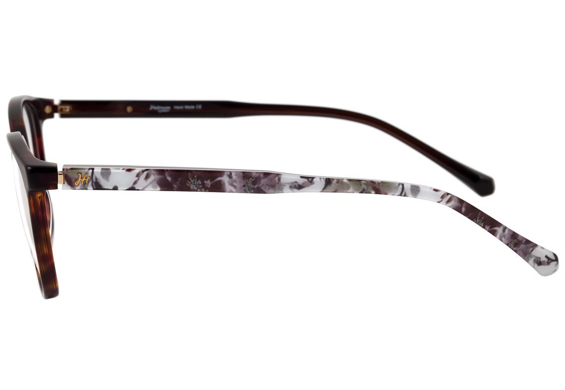 Óculos de Grau Hickmann Hi 6038 G21 Marrom Mesclado E Estampado Floral Brilho - 54 mm