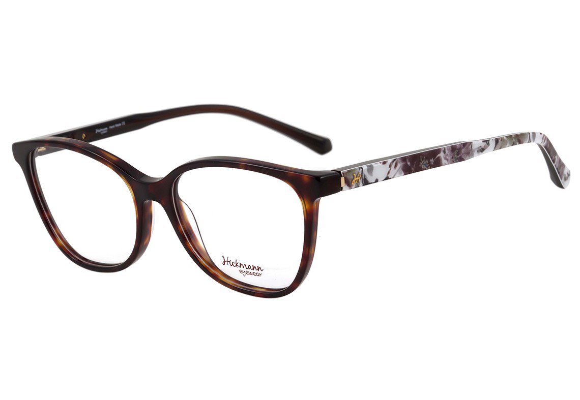 Óculos de Grau Hickmann Hi 6038 G21 Marrom Mesclado E Estampado Floral Brilho - 54 mm