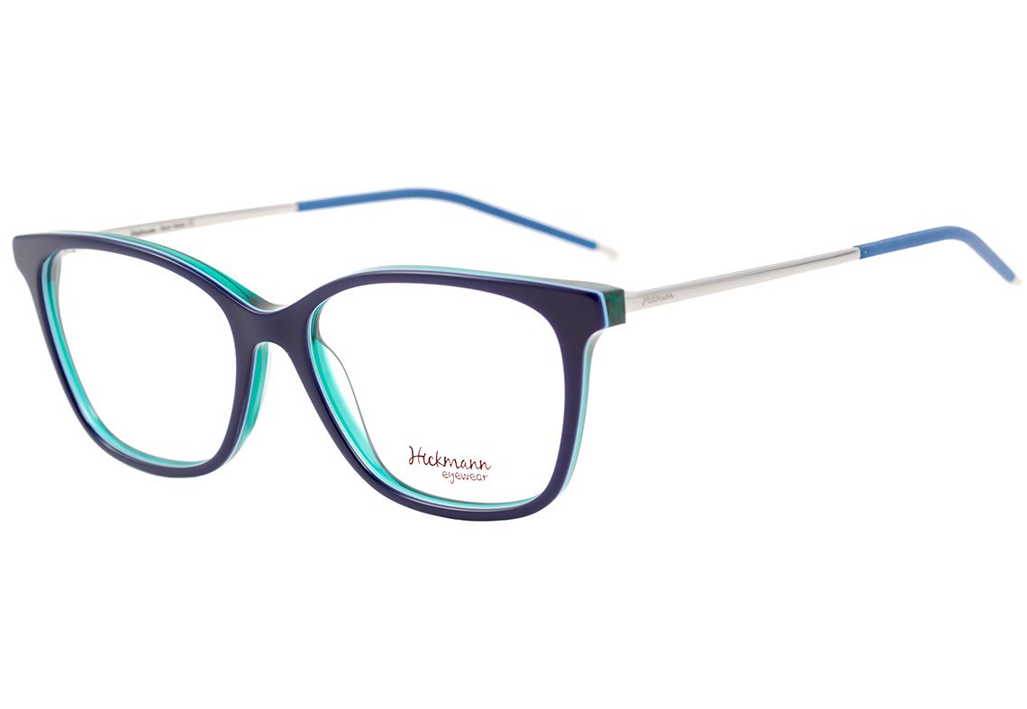 Óculos de Grau Hickmann Hi 6042 H02 Azul E Prata Brilho - 52 mm