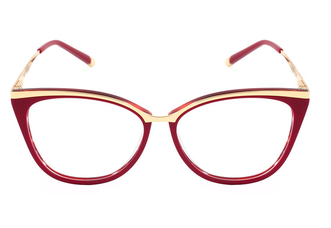 Óculos de Grau Hickmann Hi 6060 H04 Vermelho E Dourado Brilho - Lente 5,5 Cm