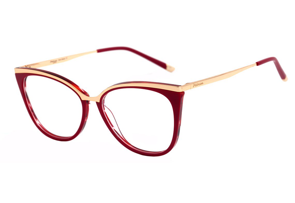 Óculos de Grau Hickmann Hi 6060 H04 Vermelho E Dourado Brilho - Lente 5,5 Cm
