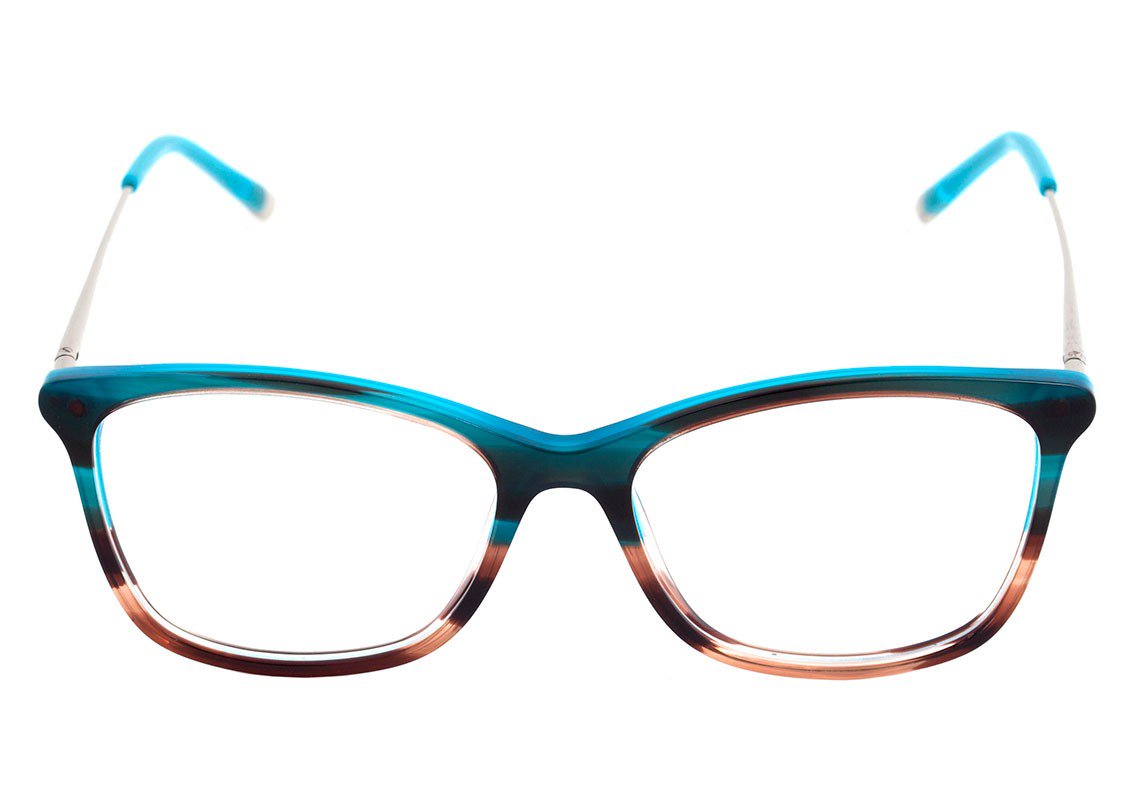 Óculos de Grau Hickmann Hi 6067 C04 Azul E Marrom Mesclado Brilho - 53 mm