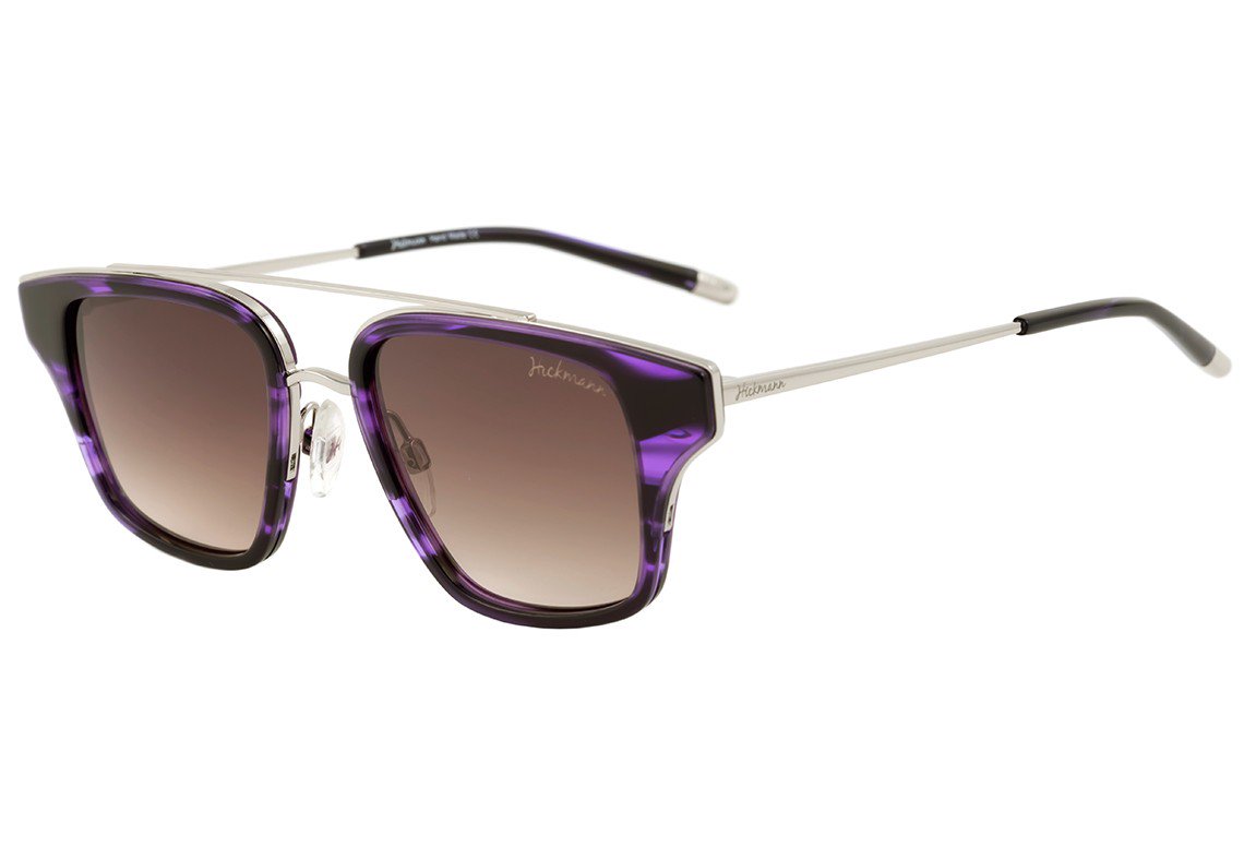 Hickmann HI 9018 E01 Roxo Mesclado e Prata Brilho / Marrom Degradê - 49 mm - Sol