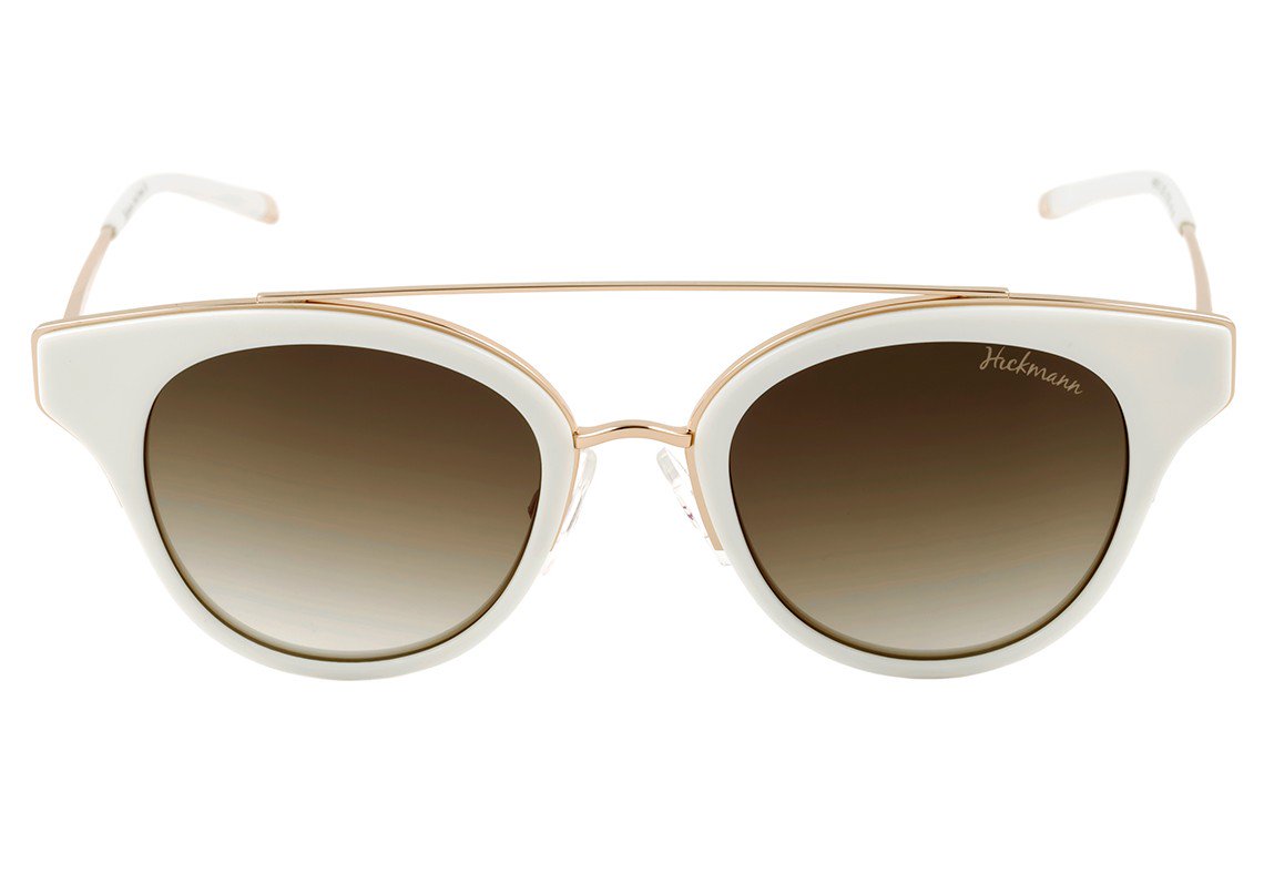 Hickmann HI 9019 D03 Branco e Dourado Brilho / Marrom Degradê - 47 mm