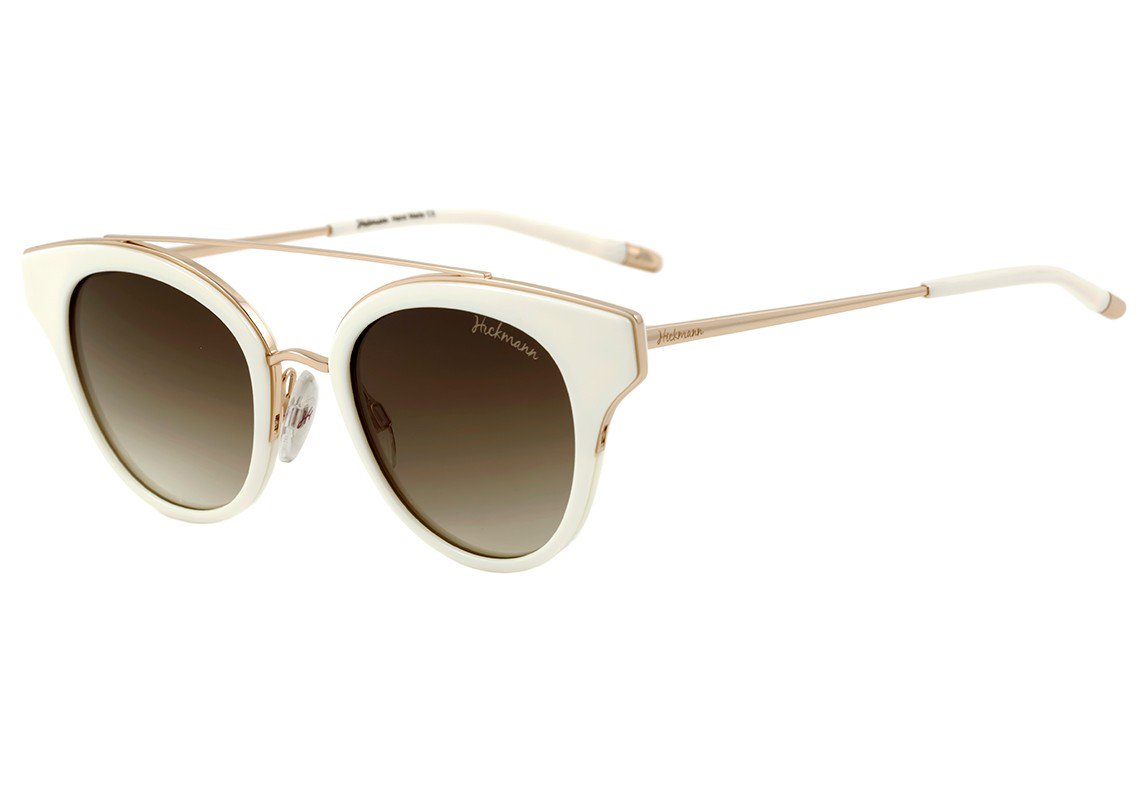 Hickmann HI 9019 D03 Branco e Dourado Brilho / Marrom Degradê - 47 mm