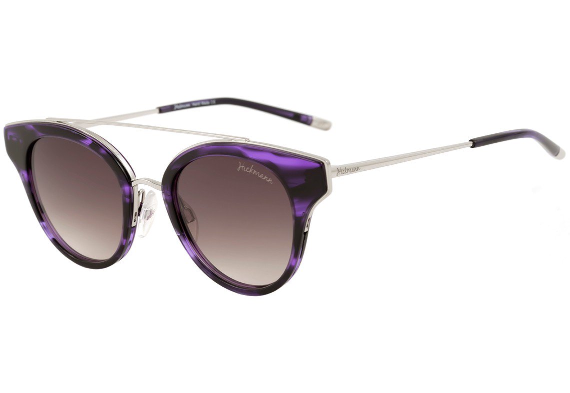 Hickmann HI 9019 E01 Roxo Mesclado e Prata Brilho / Marrom Degradê - 47 mm - Sol