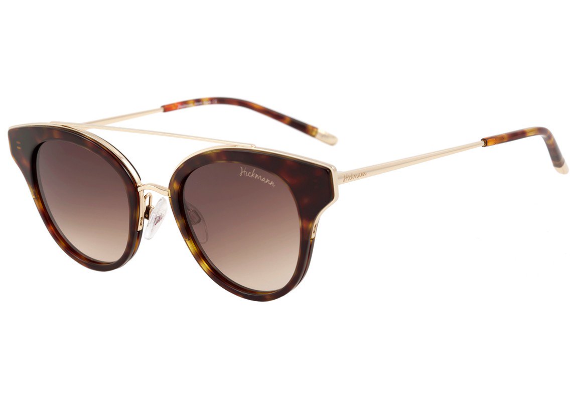 Hickmann HI 9019 G21 Marrom Mesclado e Dourado Brilho / Marrom Degradê - Lente 4,7 cm - Sol