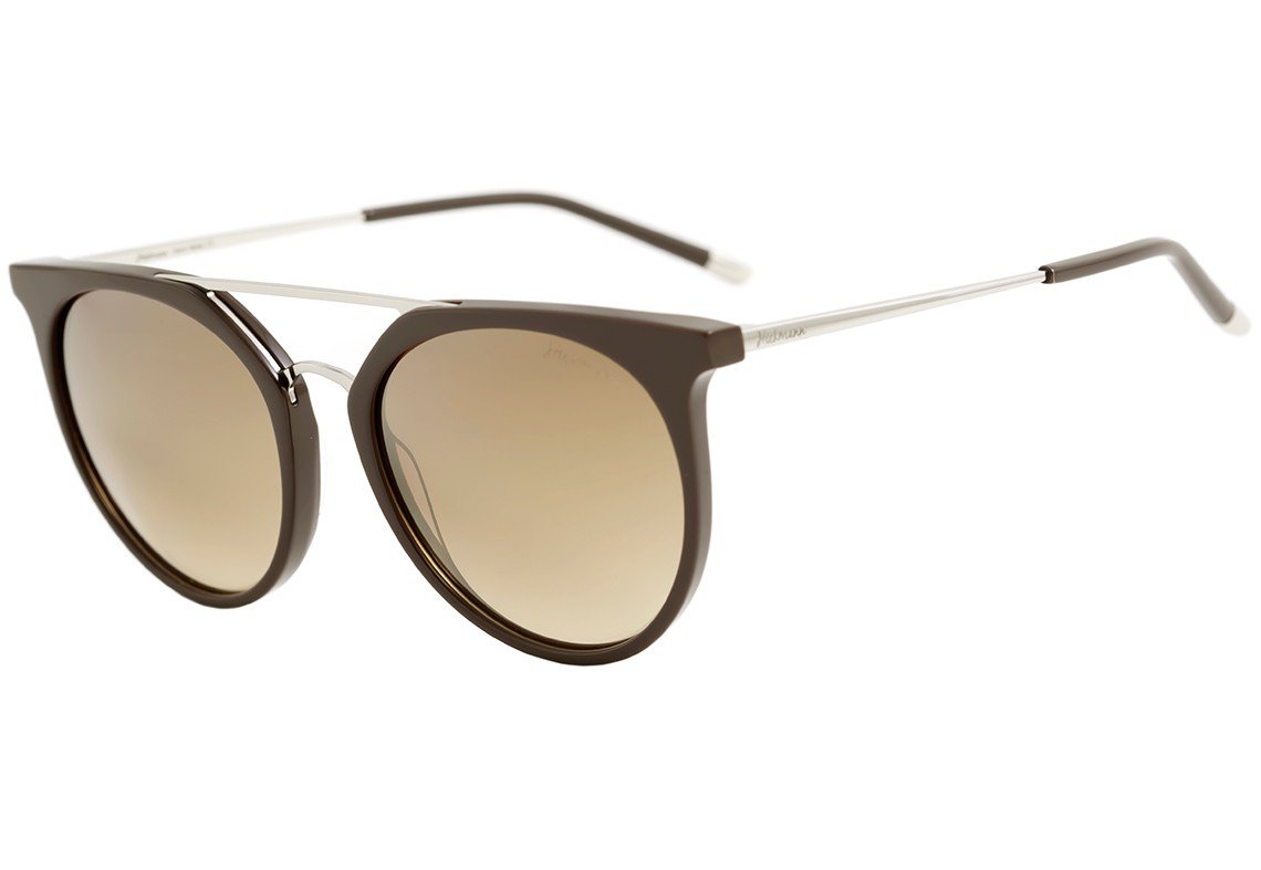 Óculos de Sol Hickmann Hi 9040 D04 Marrom E Prata Brilho/ Dourado Espelhado Degradê - 54 mm