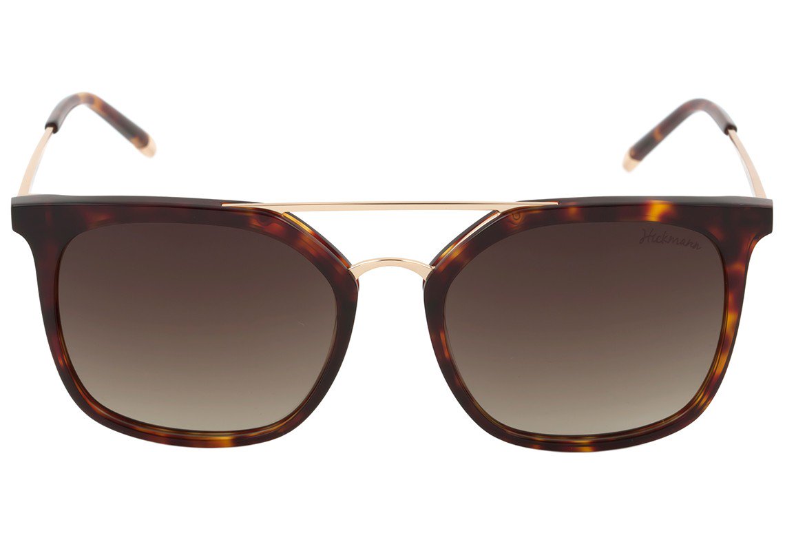 Óculos de Sol Hickmann Hi 9041 G21 Marrom Mesclado E Dourado Brilho/ Marrom Degradê - 54 mm