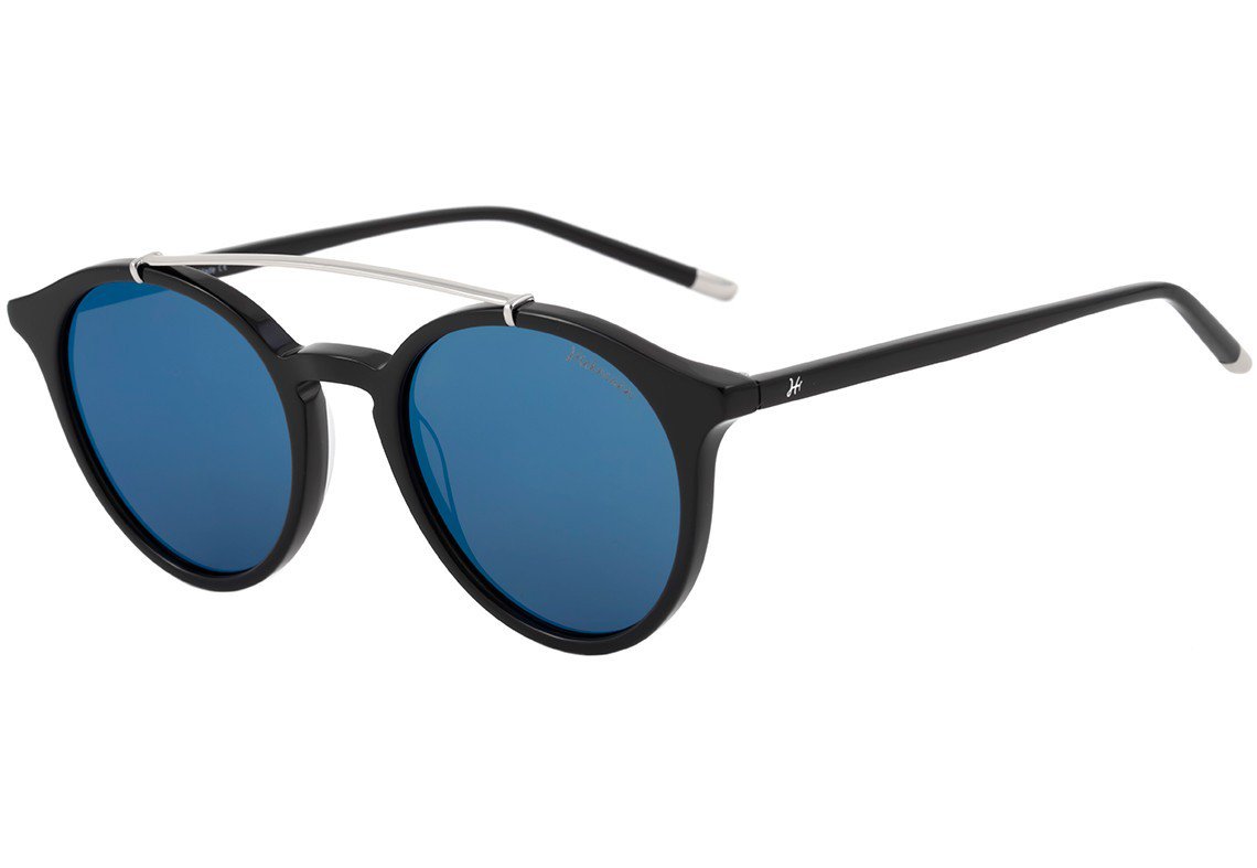 Óculos de Sol Hickmann HI 9047 A01 Preto e Prata Brilho / Azul Espelhado - 51 mm