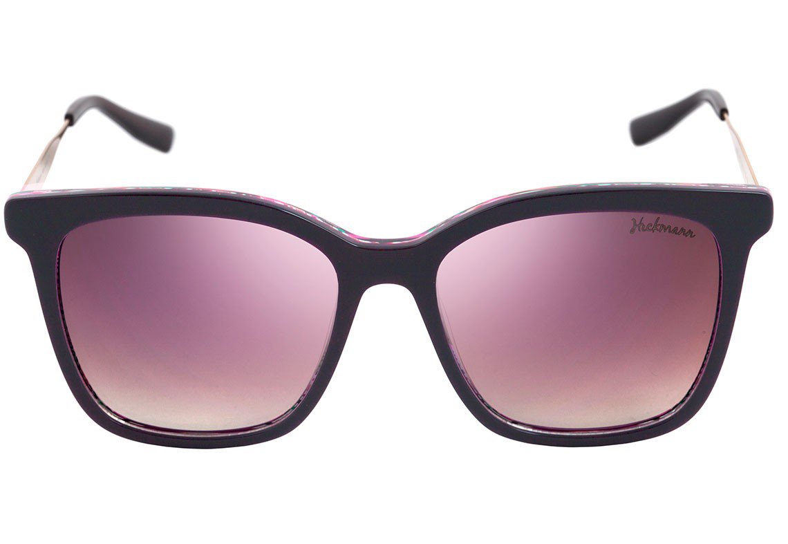 Óculos de Sol Hickmann HI 9053 H01 Preto e Dourado Brilho / Rosa Degradê Espelhado - 53 mm
