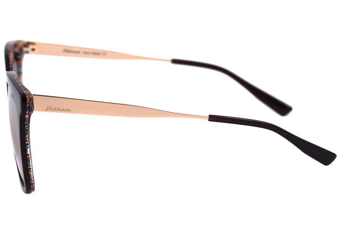 Óculos de Sol Hickmann HI 9053 H01 Preto e Dourado Brilho / Rosa Degradê Espelhado - Lente 5,3 cm