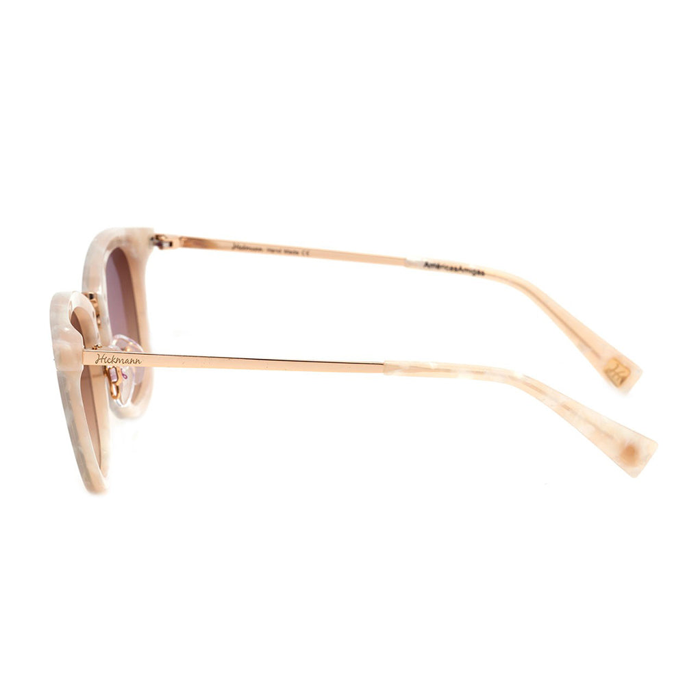 Óculos de Sol Hickmann HI 9065 Américas Amigas G21 Branco e Dourado Brilho / Dourado Espelhado - Lente 4,9 cm