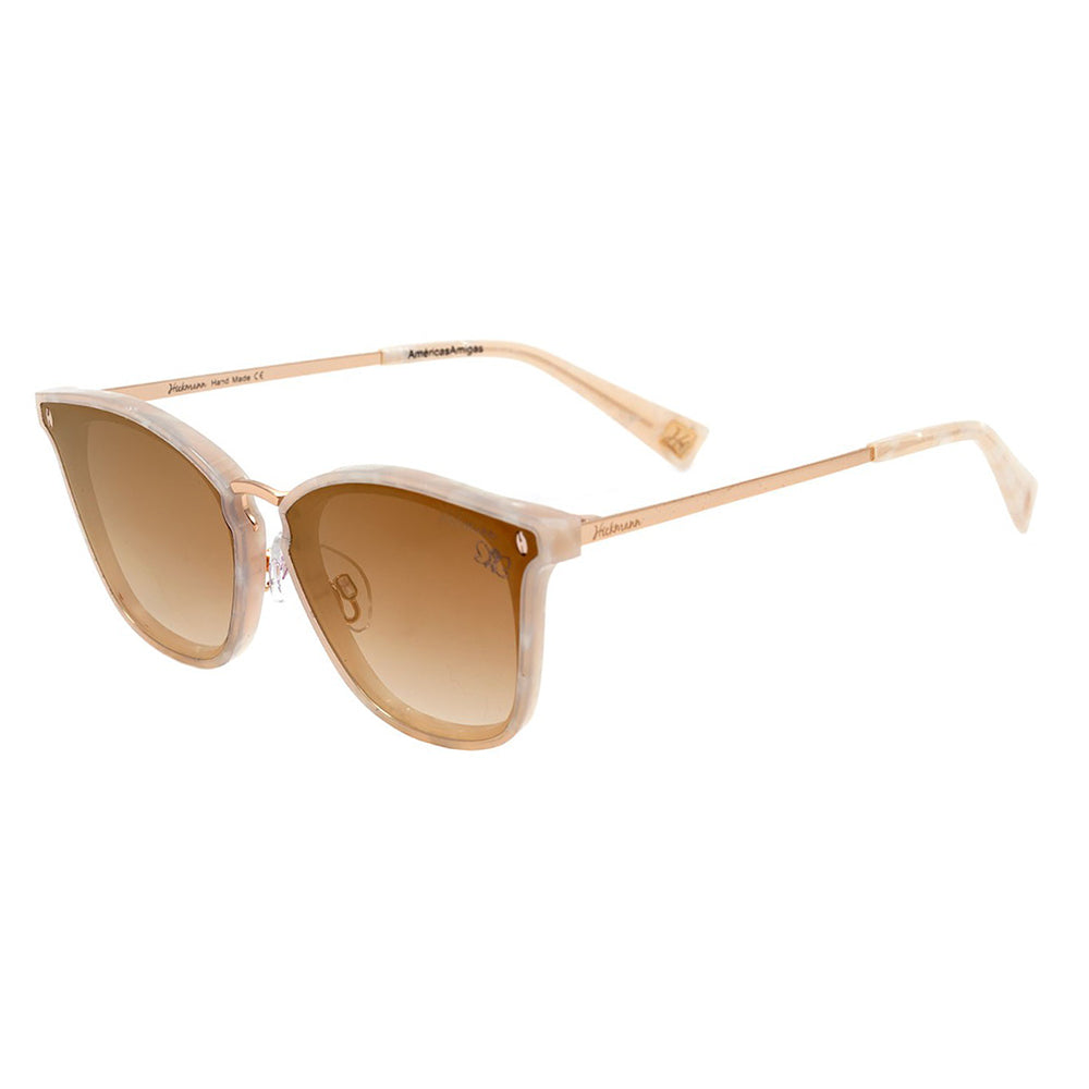 Óculos de Sol Hickmann HI 9065 Américas Amigas G21 Branco e Dourado Brilho / Dourado Espelhado - Lente 4,9 cm