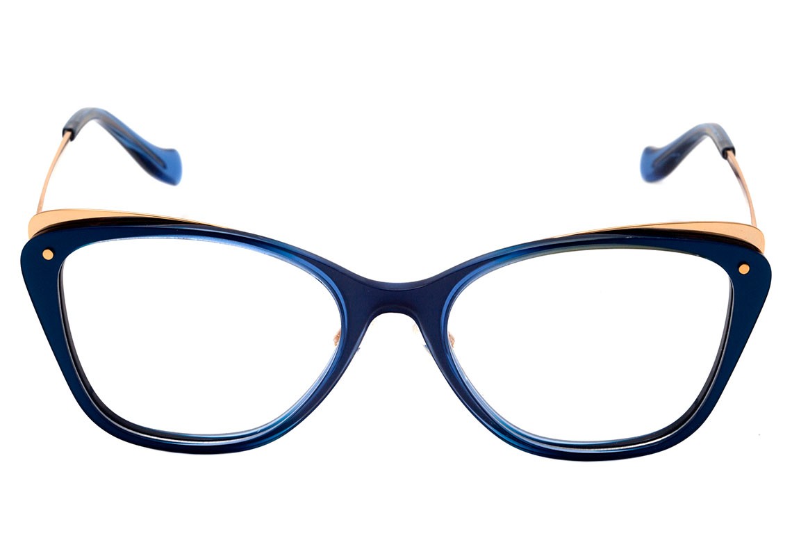 Ana Hickmann AH 6324 C03 Azul Translúcido e Dourado Brilho - Lente 5,3 cm  - Grau