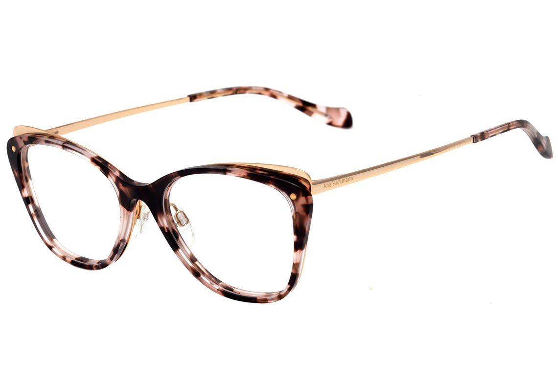 Óculos de Grau Ana Hickmann AH 6324 G21 Marrom Mesclado e Dourado Brilho - 53 mm