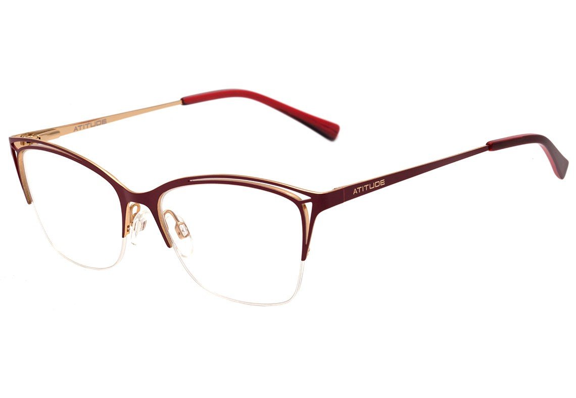 Atitude AT 1630 07A Vermelho e Dourado Brilho - Lente 5,3 cm - Grau
