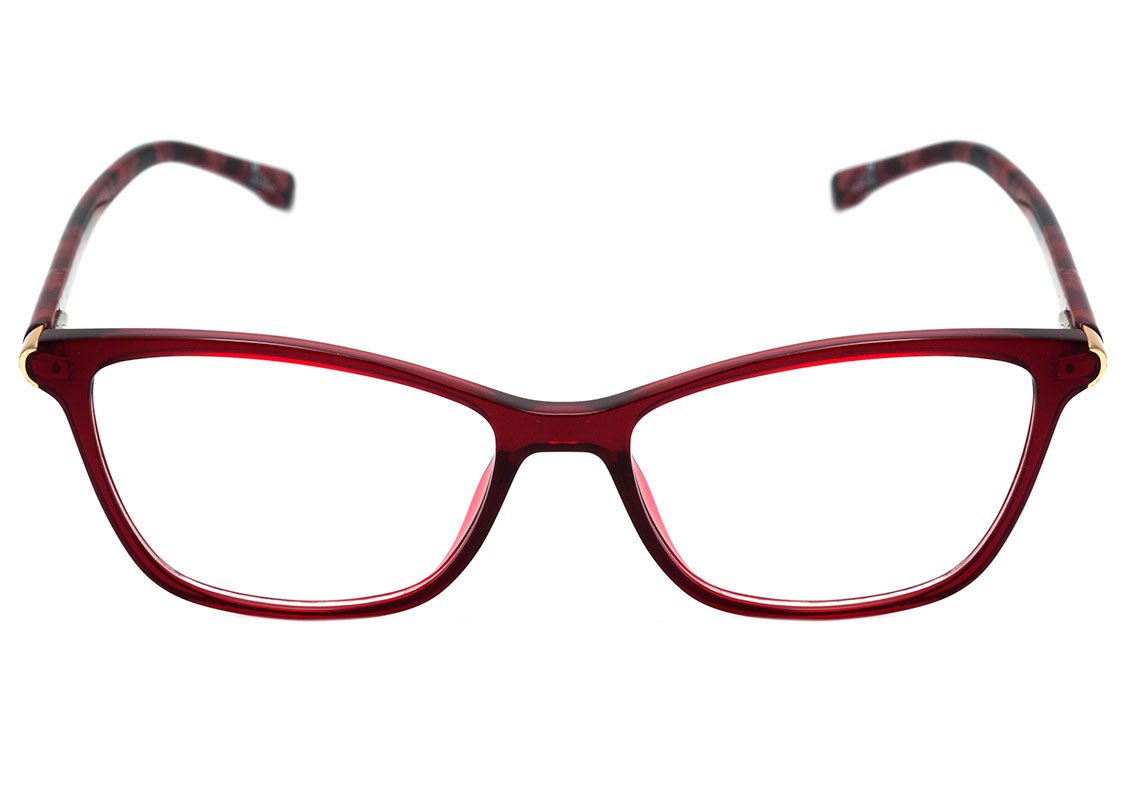 Óculos de Grau Bulget Bg 4094 T02 Vermelho Translúcido E Mesclado Brilho - Lente 5,5 Cm