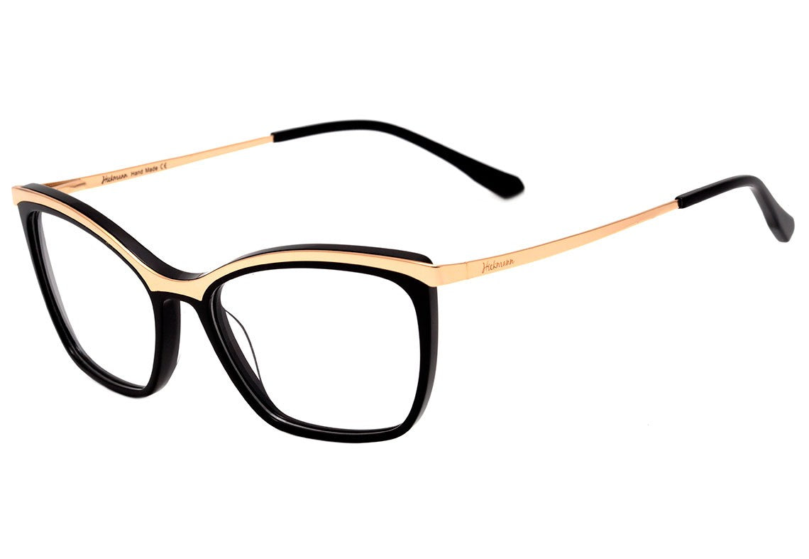 Óculos de Grau Hickmann HI 6107 A01 Preto e Dourado Brilho - Lente 5,3 cm - Oculos Shop