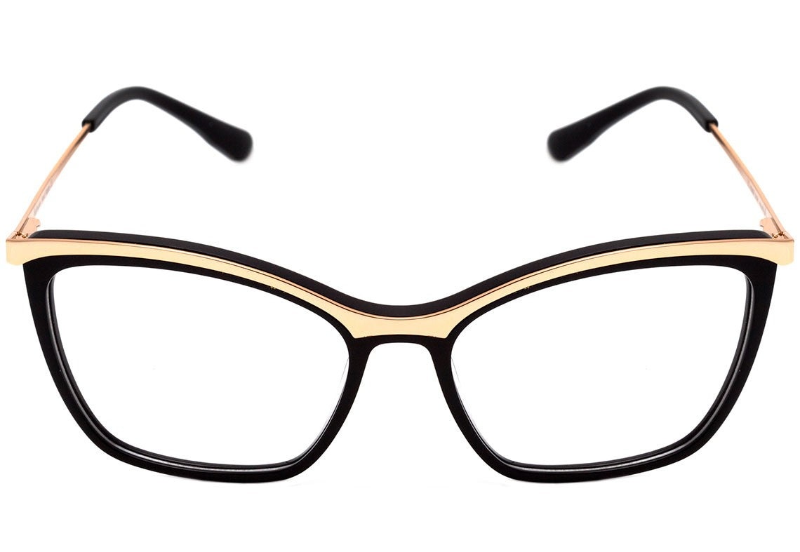 Óculos de Grau Hickmann HI 6107 A01 Preto e Dourado Brilho - Lente 5,3 cm - Oculos Shop