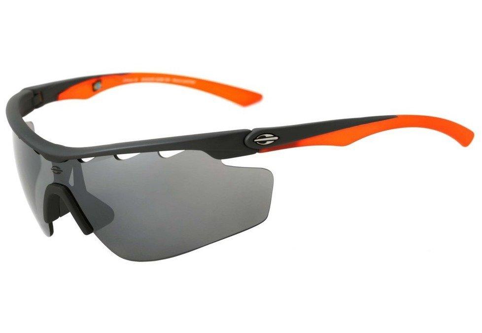 Óculos de Sol Mormaii Athlon III Cinza e Laranja Fosco / Preto Espelhado - Lente 16,1 cm
