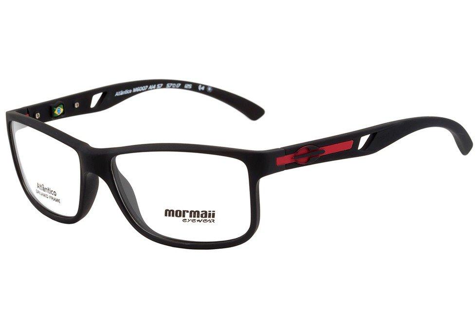 Mormaii Atlântico Preto e Vermelho Fosco - Lente 5,7 cm - Grau