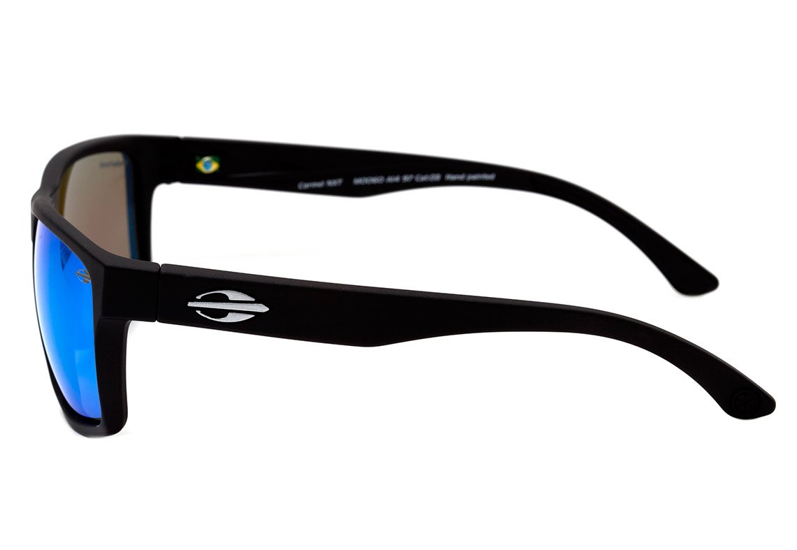 Mormaii Carmel NXT Infantil Preto Fosco / Azul Espelhado Polarizado Unico - Lente 5,7 cm - Sol