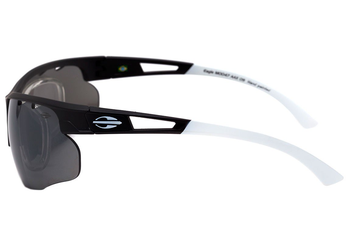 Óculos de Sol Mormaii Eagle Clip On Preto e Branco Fosco / Preto - Lente 7,8 cm