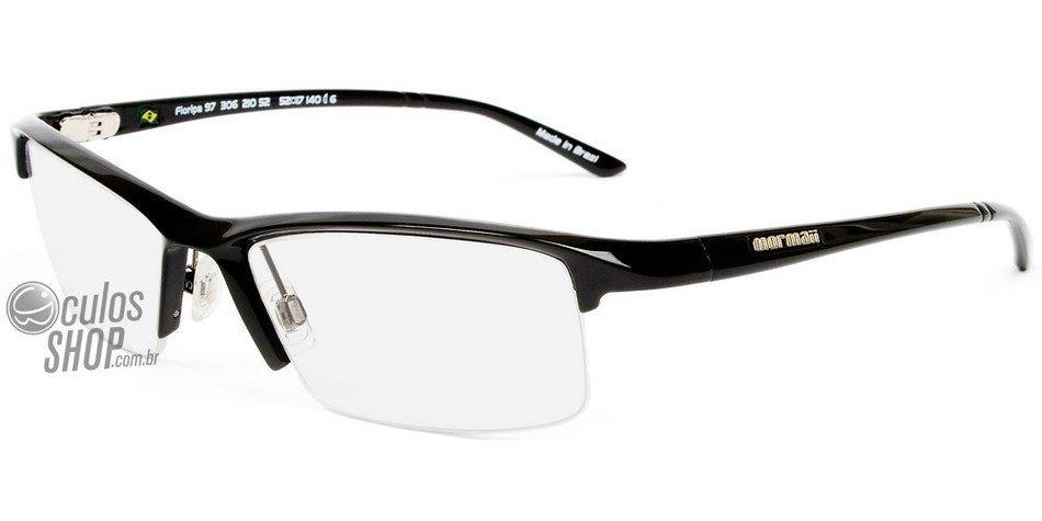 Óculos de Grau Mormaii Floripa 97 Preto Brilho - Lente 5,2 Cm