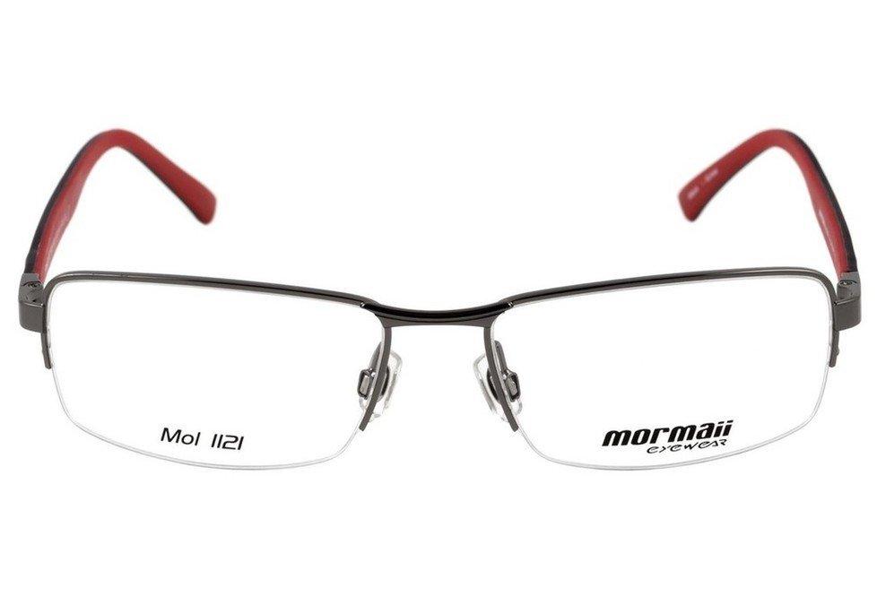 Óculos de Grau Mormaii Mo 1121 Cinza Brilho Preto E Vermelho Fosco - Lente 5,3 Cm