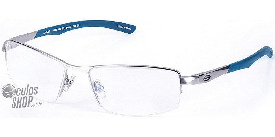 Óculos de Grau Mormaii Mo 1534 Prata E Azul Fosco - Lente 5,4 Cm