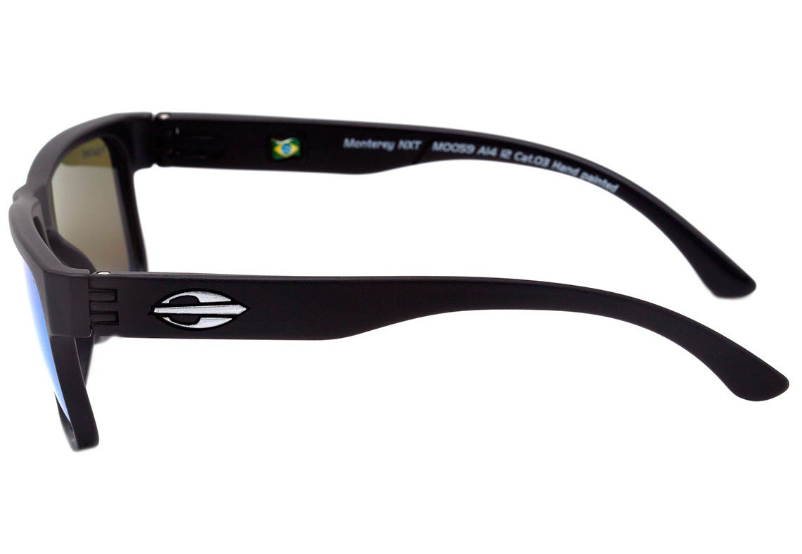 Mormaii Monterey NXT Infantil Preto Fosco / Azul Espelhado Polarizado - Lente 4,8 cm - Sol