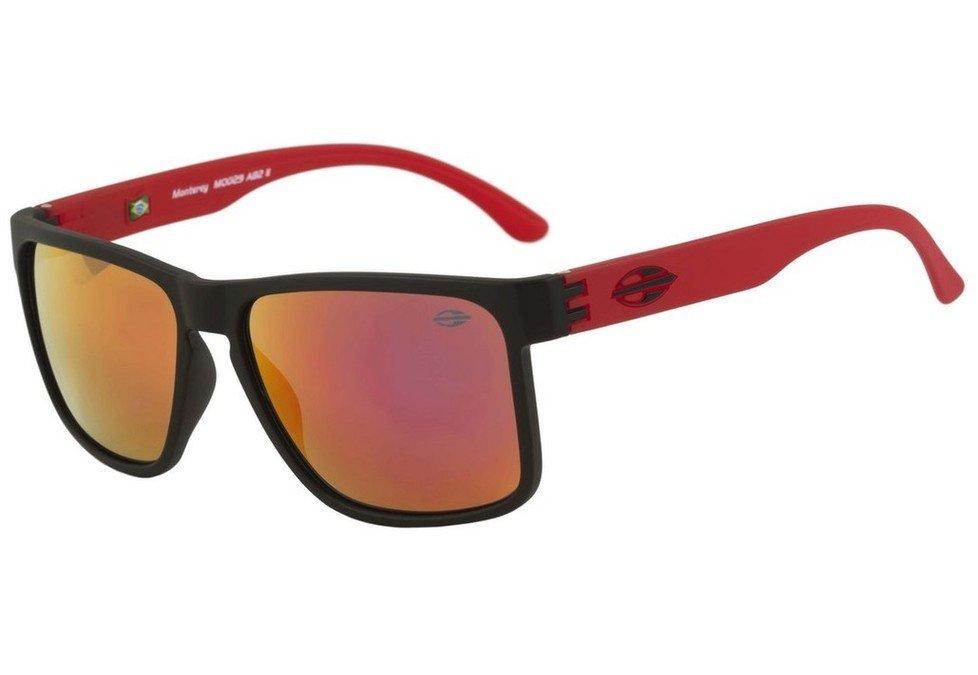Óculos de Sol Mormaii Monterey Preto E Vermelho Fosco/ Vermelho Espelhado
