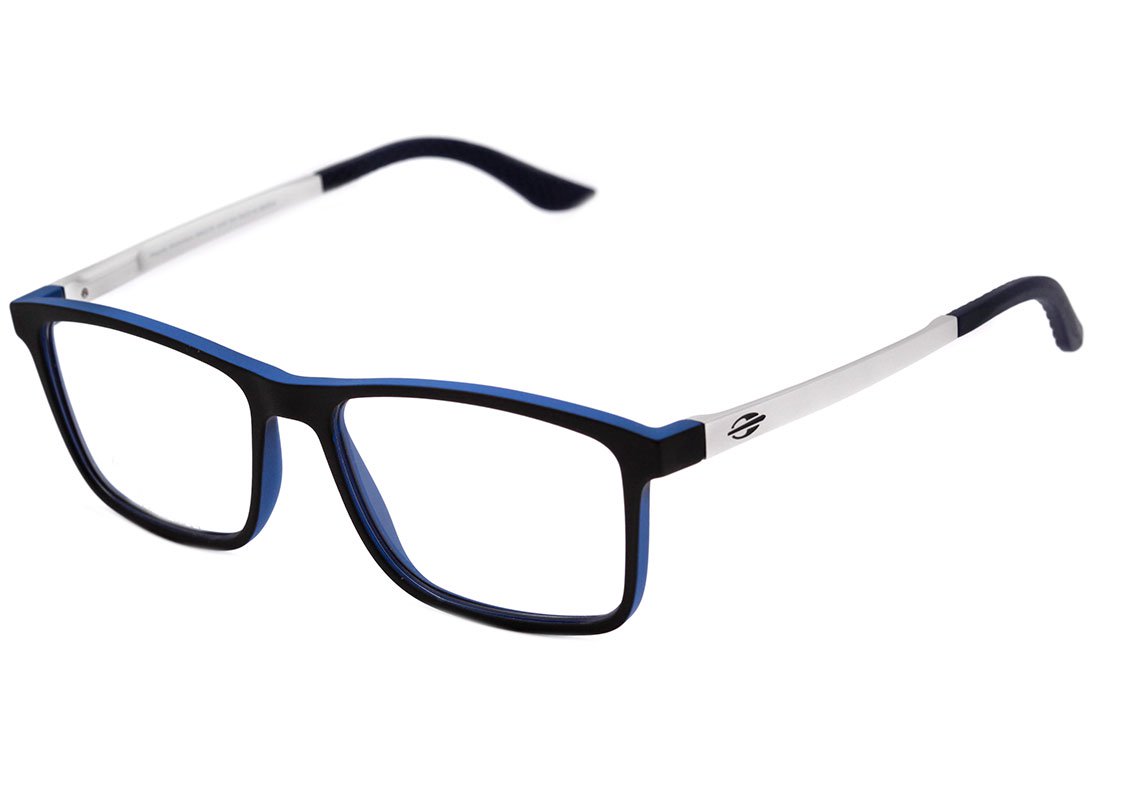 Óculos de Grau Mormaii Nagoia Aluminium Preto e Azul Fosco - Lente 5,4 cm