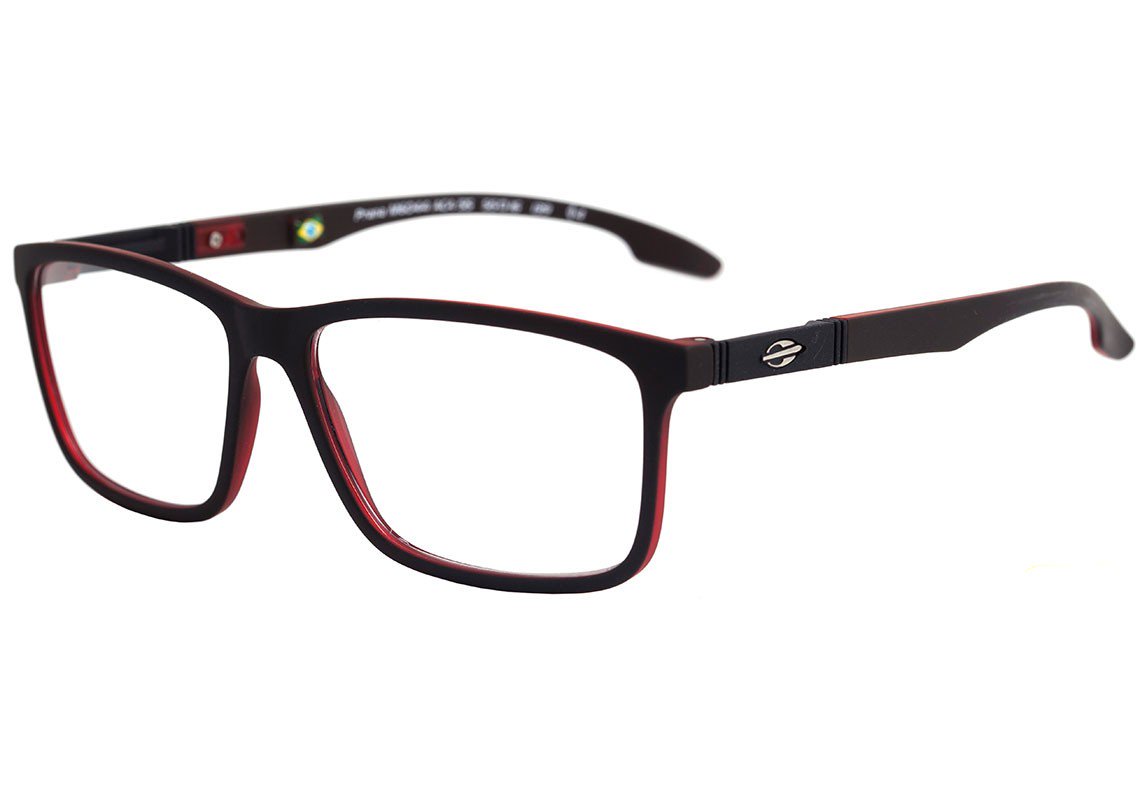 Óculos de Grau Mormaii Prana Preto e Vermelho Translúcido Fosco - Lente 5,5 cm