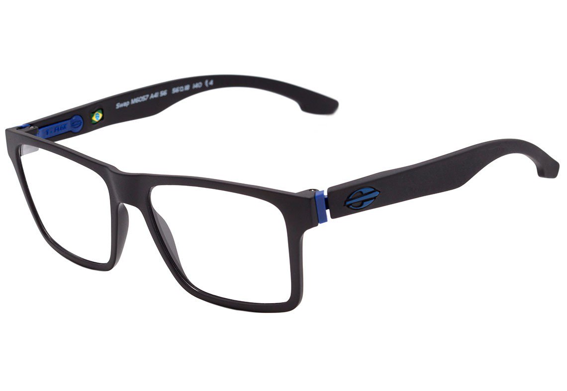 Mormaii Swap NG Duo Clip On Preto e Azul Fosco / Cinza Polarizado / Azul Espelhado Polarizado - Lente 5,6 cm - Grau