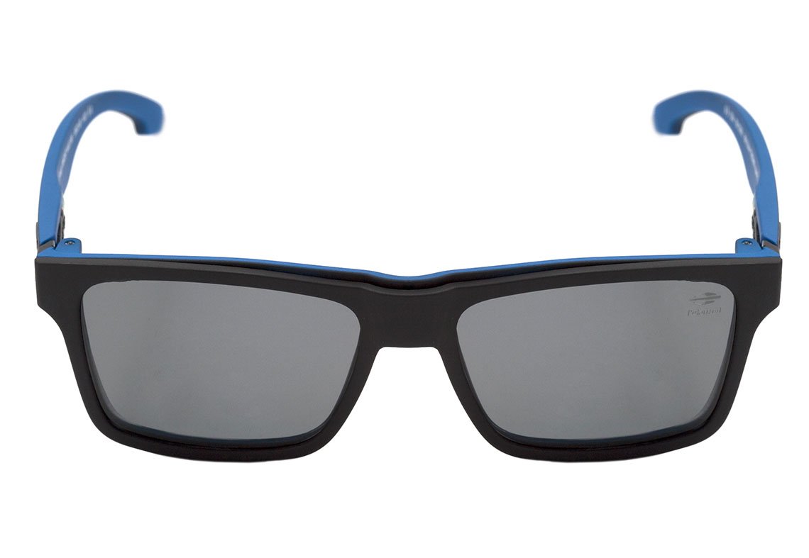 Óculos de Grau Mormaii Swap Clip On Azul E Preto Fosco/ Preto Polarizado/ Prata Espelhado Polarizado Lente 5,6 Cm