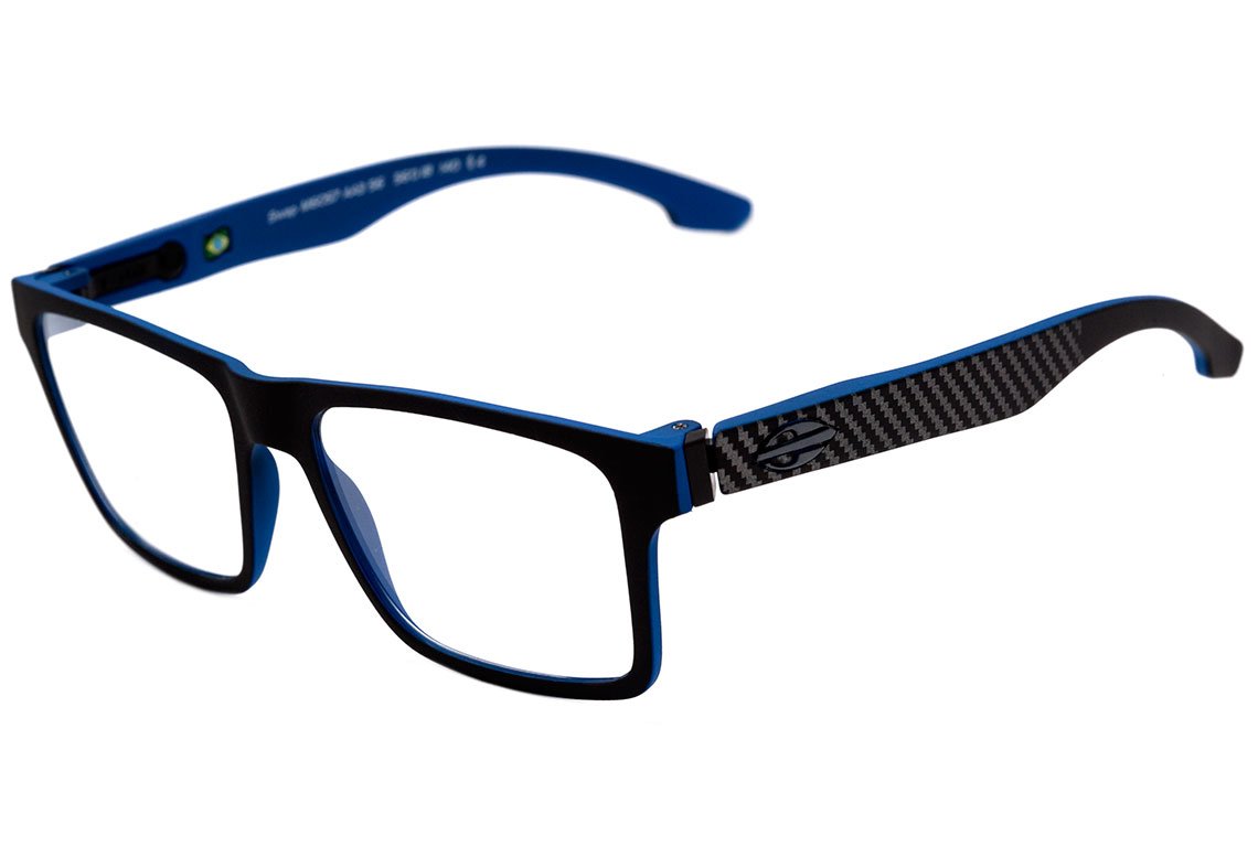 Óculos de Grau Mormaii Swap Clip On Azul E Preto Fosco/ Preto Polarizado/ Prata Espelhado Polarizado Lente 5,6 Cm