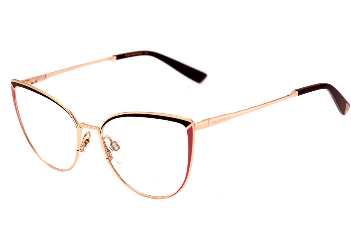 Óculos de Grau Ana Hickmann AH 1374 04B DOURADO E MARROM BRILHO Lente 5,5 cm
