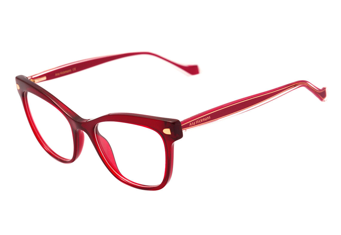 Óculos de Grau Ana Hickmann AH 6366 I T04 Vermelho Translúcido Brilho - 52 mm