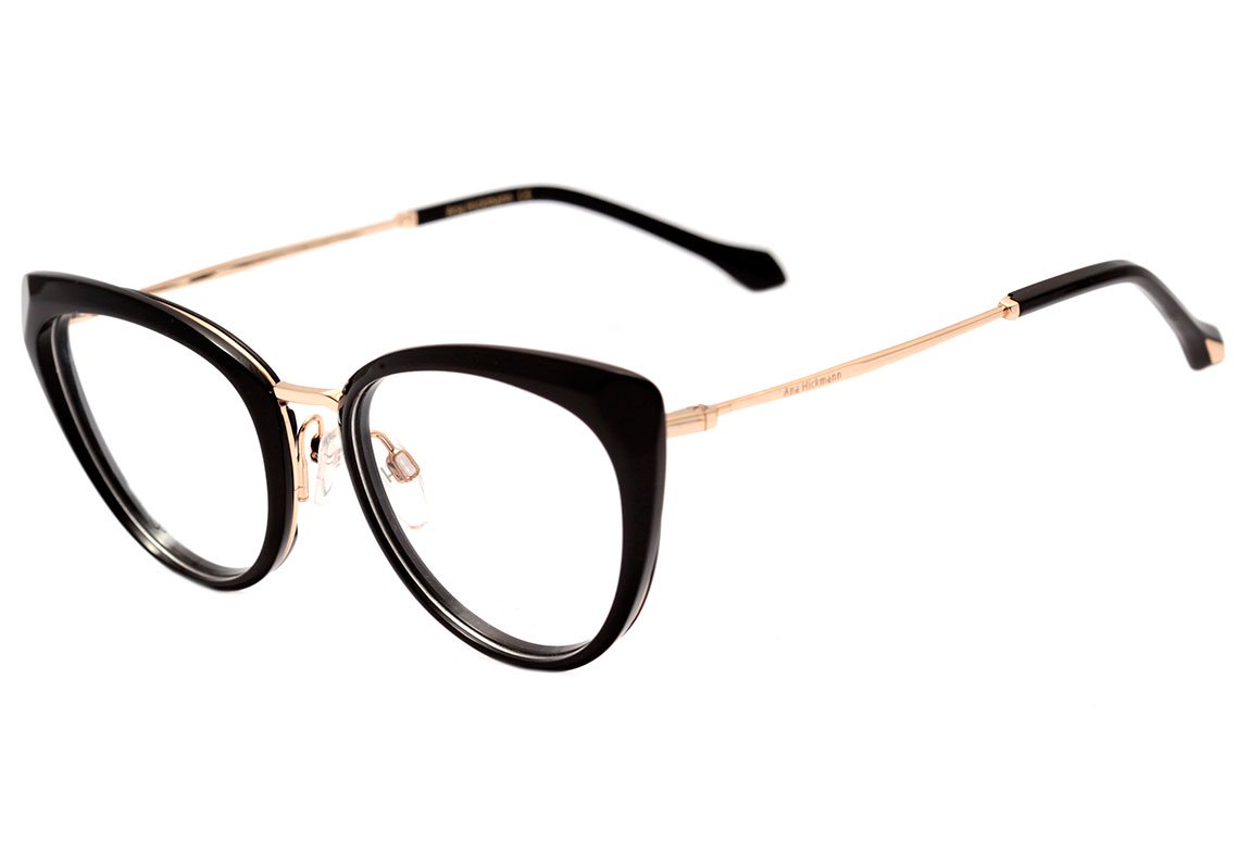 Ana Hickmann AH 6379 A01 Preto e Dourado Brilho - Lente 5,2 cm