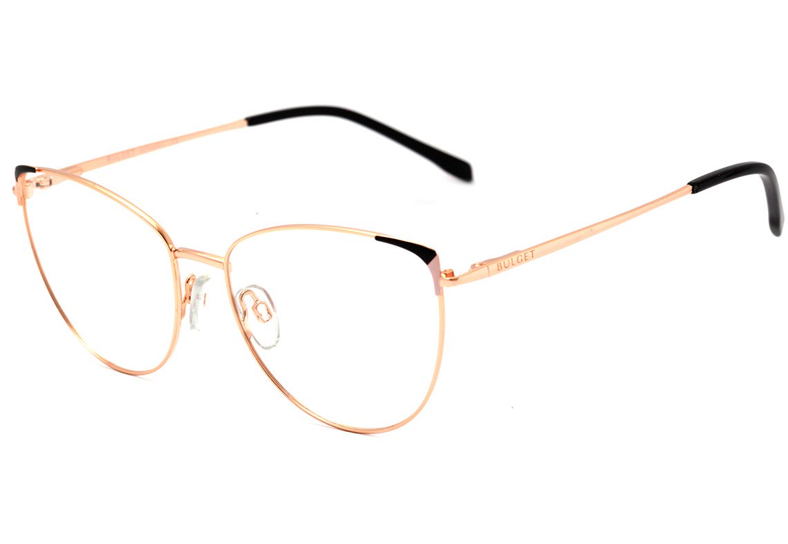 Óculos de Grau Bulget BG 1630 04A PRETO E DOURADO BRILHO Lente 5,6 cm