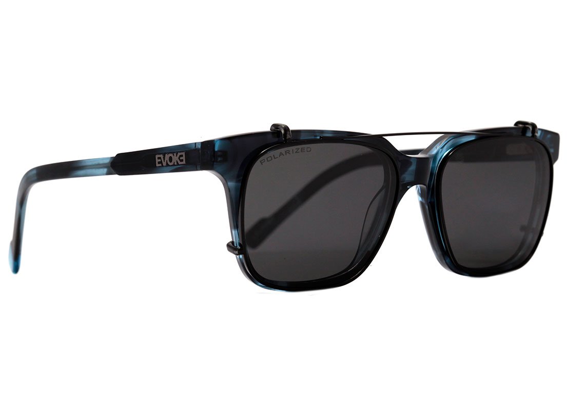 Evoke Clip On Square H01 Black Turtle Shine/ Gray Polarized 53 mm - Grau
