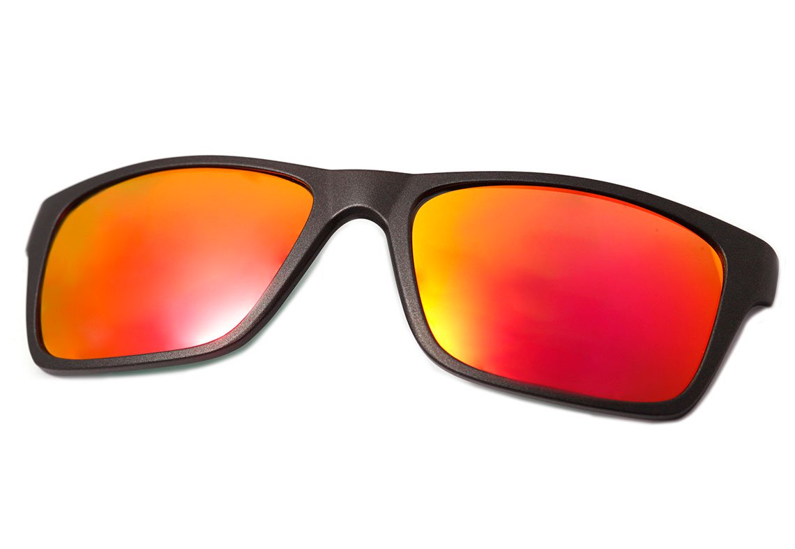 Óculos de Grau HB 93160 Switch Clip On Matte Graphite / Red Chrome Polarized - 53 mm